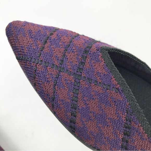 Rothy’s The Point Cranberry Plaid Winter Berry Textile Ballet Flats - Picture 15 of 16